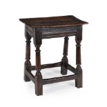 A Charles II oak joint stool