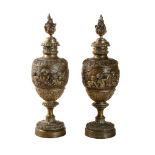 A pair of Continental gilt bronze models of urns in Neoclassical taste