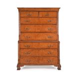 A George III pollard oak chest on chest