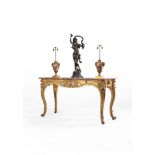 A pair of Regence carved giltwood side tables