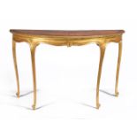 A George III satinwood marquetry and giltwood demi-lune side table