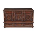 A Charles II oak, walnut and snakewood chest