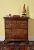 A Queen Anne walnut and burr walnut bachelor's chest