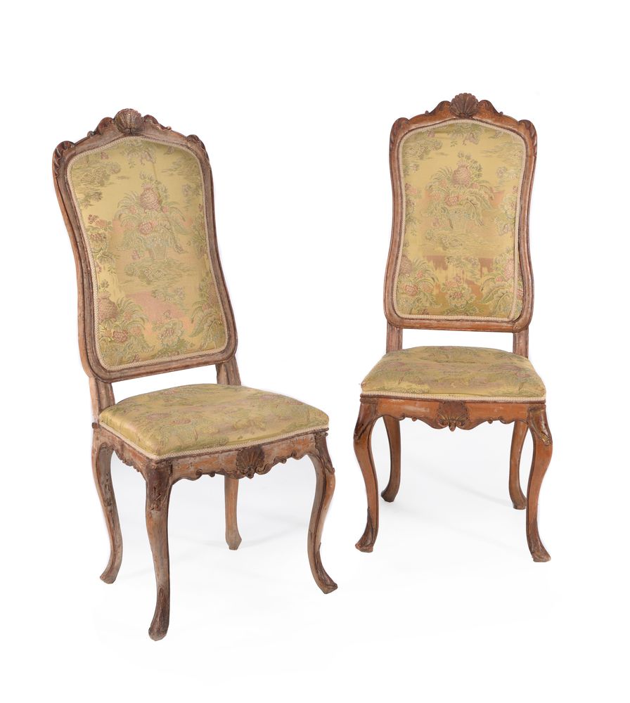 A set of four Danish carved and gilded beech side chairs