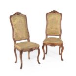 A set of four Danish carved and gilded beech side chairs