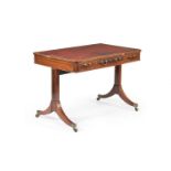 A Regency 'fiddle back' mahogany writing table