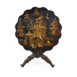 A black lacquer and chinoiserie decorated tripod table