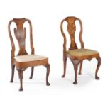 A Dutch walnut and marquetry chair