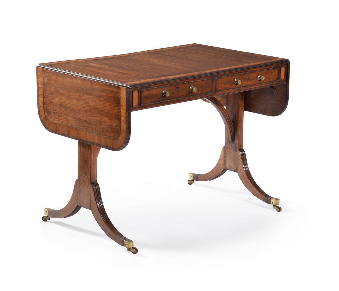 A George III mahogany and satinwood crossbanded sofa table - Image 2 of 3