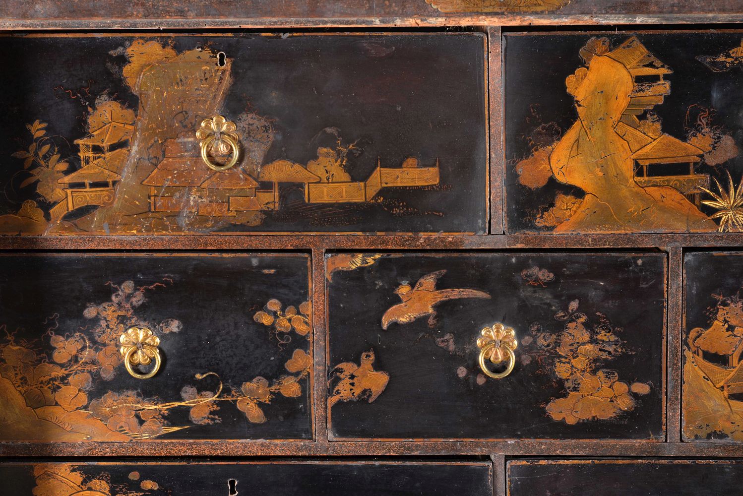 A black lacquer and gilt chinoiserie decorated cabinet on stand - Image 5 of 5