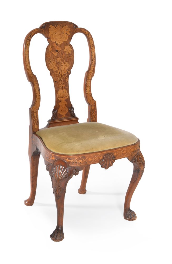 A Dutch walnut and marquetry chair - Image 2 of 5