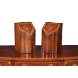 A pair of George III mahogany, satinwood and marquetry serpentine fronted knife boxes