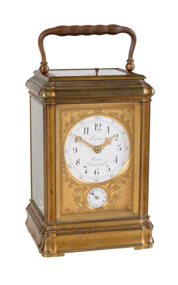 A fine gilt brass grande-sonnerie striking gorge cased carriage clock with push-button repeat and al