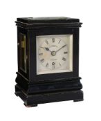 A Victorian ebonised five-glass mantel timepiece with English lever escapement