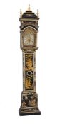 An impressive Queen Anne black japanned longcase clock of one month duration