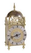 A Charles II brass lantern clock with alarm