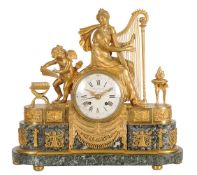 A fine French Empire ormolu and breccia marble figural mantel clock ‘Homage to Josephine’