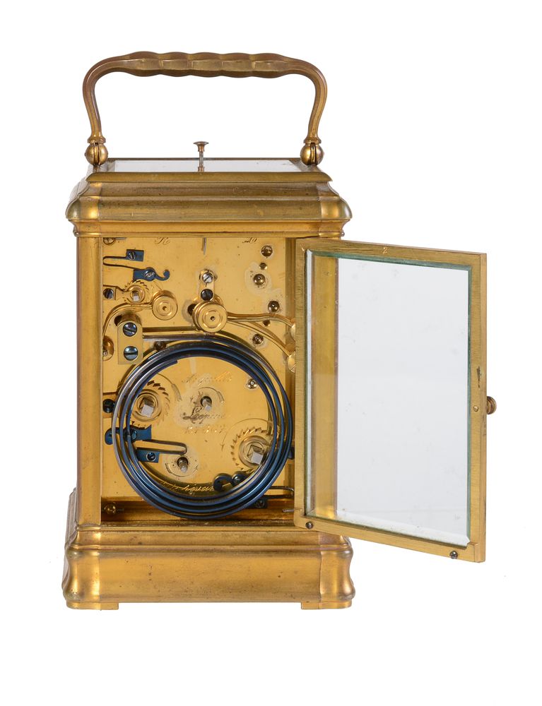 A fine gilt brass grande-sonnerie striking gorge cased carriage clock with push-button repeat and al - Image 3 of 4