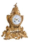 A French Louis XV style ormolu mantel clock