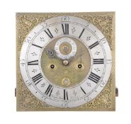 A Queen Anne eight-day longcase clock movement and dial