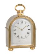 A rare French gilt brass ‘humpback’ cased petit sonnerie striking carriage clock with push-button re