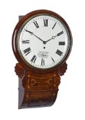 A George IV brass inlaid mahogany drop-dial fusee wall timepiece