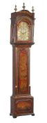 A rare George III scarlet japanned eight-day longcase clock with alarm