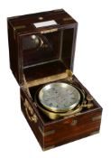 A brass bound rosewood cased two-day marine chronometer