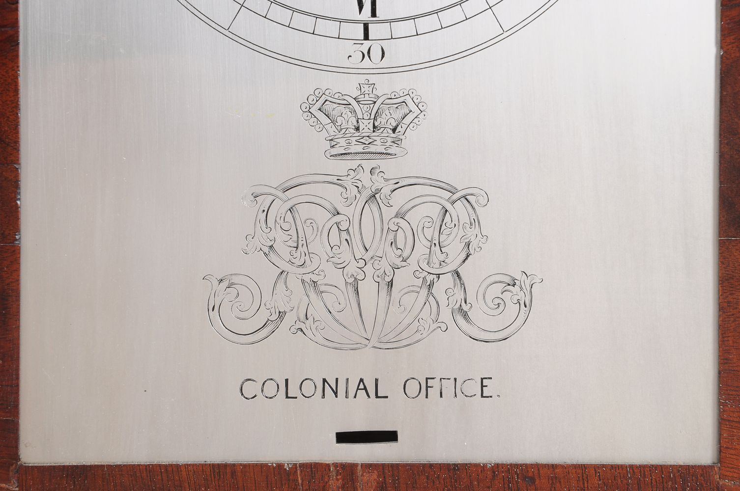 An unusual mahogany bracket clock supplied to H.M. Government Colonial Office - Image 2 of 7