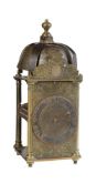 A very rare French Louis XIII small brass lantern or chamber clock