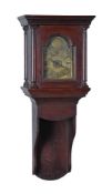A George III scumbled pine hooded wall timepiece with alarm