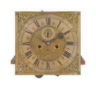 A Queen Anne eight-day longcase clock movement and dial