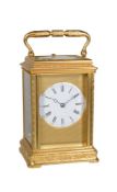 A fine and rare French engraved gilt brass five minute-repeating carriage clock with ‘Dumb-Striking’