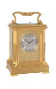 A fine Victorian gilt brass giant carriage clock with push-button repeat