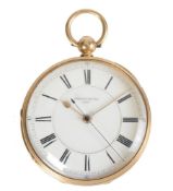 An 18 carat gold open faced lever pocket watch with centre seconds