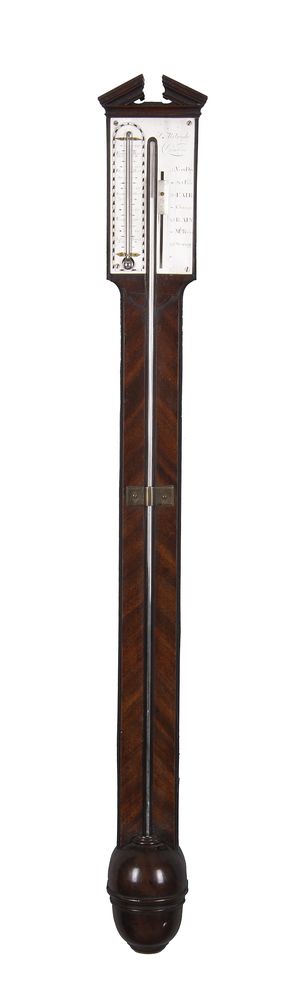 A George III mahogany mercury cistern tube stick barometer