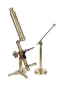 A lacquered brass compound microscope