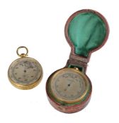ϒ A gilt brass aneroid pocket barometer compendium with altimeter