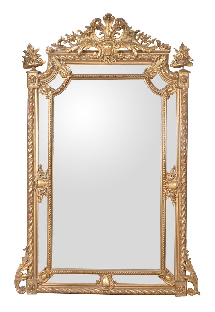 A Peruvian giltwood and gesso pier mirror in Napoleon III style, circa 1875, the pierced foliate