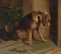 British School (18th century) Hound waiting by the door Oil on canvas 52 x 61.5cm (20¼ x 24 in.)