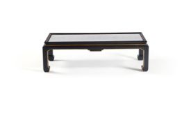 A black painted and parcel gilt low centre table in Chinoiserie taste, 20th century, possibly