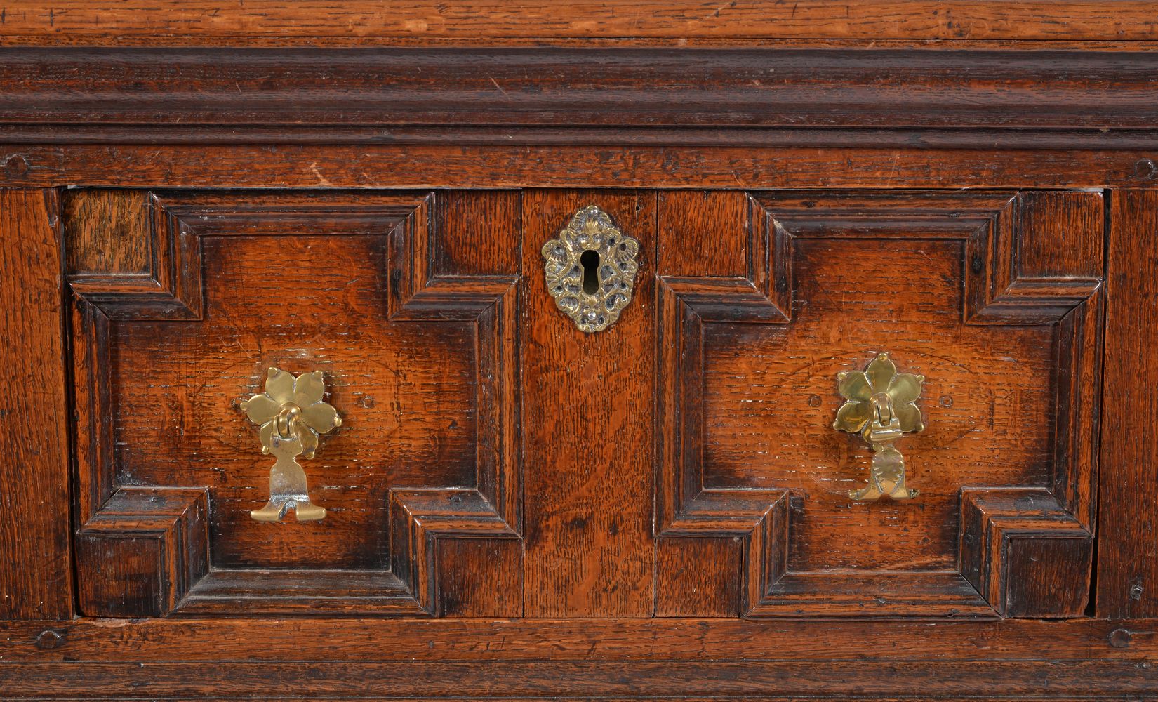 A William & Mary oak dresser base, circa 1690, with three frieze drawers each with moulded drawer - Image 2 of 3