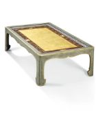 A lacquered and parcel gilt low centre table, last quarter 20th century, in the Chinese taste,