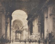 William Walcot (British 1874-1943) Interior of St. Peter's Rome Etching Signed in pencil,