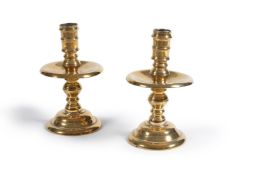 A pair of substantial Dutch cast and turned brass ‘Heemskerk’ type candlesticks, the multi knopped