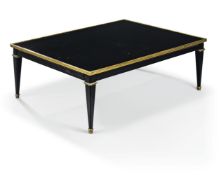 A French black lacquer and brass mounted low centre table, of recent manufacture, in the manner of