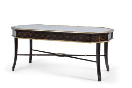 A simulated rosewood and parcel gilt coffee table in Regency style, last quarter 20th century, the