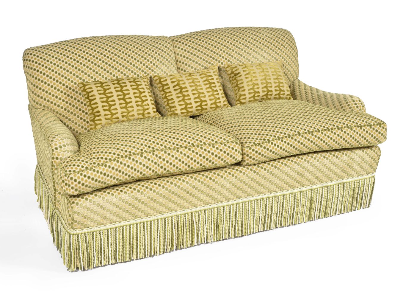 A green tufted velvet type upholstered two seat sofa, of recent manufacture, possibly by Kingcome - Image 2 of 2