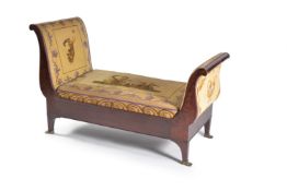 An Empire style mahogany day bed, late 19th century, with scrolling ends and neo-classical design