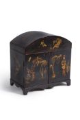 A George III painted and lacquered wood collector’s cabinet in Chinoiserie taste, circa 1800 and
